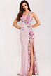Jovani 49254 Slit Skirt Plunging Halter Neck Dress