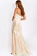 Jovani 49362 Sweetheart Neckline Floral Accent Sequin Dress
