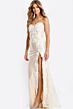 Jovani 49362 Sweetheart Neckline Floral Accent Sequin Dress