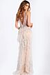 Jovani 49377 Plunging Neckline Feather Embellished Dress