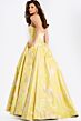 Jovani 49502 Metallic Strapless Curved Neckline Floral Print Dress