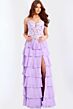 Jovani 49628 Floral-Embroidered Corset Bodice Ruffle Skirt Dress