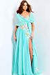 Jovani 49633 Floral Applique Illusion Bodice A-Line Dress