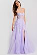 Jovani 49656 Strapless Sweetheart Neckline Floral Illusion Top Dress