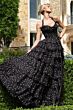 Jovani 49776 Halter Neckline Tiered Ruffle Skirt Polka Dot Dress