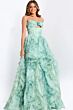 Jovani 49777 Floral Print Corset Bodice Layered Ruffle Skirt Dress