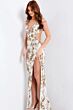 Jovani 49995 Plunging Neckline Backless Floral Dress