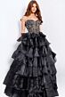 Jovani 50259 Plunging Sweetheart Neckline Tiered Ruffle Skirt Dress