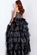 Jovani 50259 Plunging Sweetheart Neckline Tiered Ruffle Skirt Dress