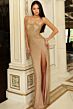 Jovani 50284 Spaghetti Straps High Slit Embellished Dress