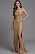 Jovani 50284 Spaghetti Straps High Slit Embellished Dress