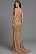Jovani 50284 Spaghetti Straps High Slit Embellished Dress