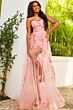 Jovani 02845 Floral Appliques Sheer Dress