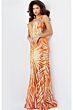 Jovani 06153 Two Tone V-Neck Dress
