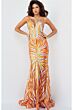 Jovani 06153 Two Tone V-Neck Dress