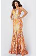 Jovani 06153 Two Tone V-Neck Dress