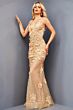 Jovani 06648 Sheer Skirt Floral Appliques Dress
