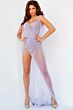 Jovani 07031 Sheer Skirt Fringe Strap Dress