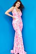 Jovani 08257 Floral Sequin Plunging Neck Dress