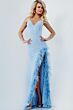 Jovani 08283 Feather Slit Backless Dress