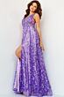 Jovani 08422 Floral Embroidered Plunging Neck Dress