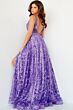 Jovani 08422 Floral Embroidered Plunging Neck Dress