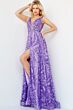 Jovani 08422 Floral Embroidered Plunging Neck Dress