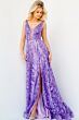 Jovani 08422 Floral Embroidered Plunging Neck Dress