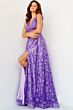 Jovani 08422 Floral Embroidered Plunging Neck Dress