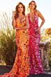 Jovani 08462 Lace-Up Back Plunging Neck Dress