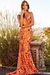 Jovani 08462 Lace-Up Back Plunging Neck Dress