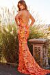 Jovani 08462 Lace-Up Back Plunging Neck Dress