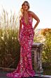 Jovani 08462 Lace-Up Back Plunging Neck Dress
