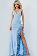 Jovani 08283 Feather Slit Backless Dress