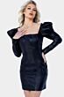 Jovani 22269 Square Neck Juliet Sleeve Pleather Dress