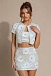 Jovani 51734 Floral Cropped Jacket 3-Piece Dress