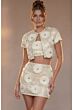 Jovani 51734 Floral Cropped Jacket 3-Piece Dress