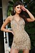 Jovani 52060 Plunging Halter Neckline Fringe Dress