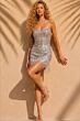Jovani 52454 Fringe Hem Fitted Strapless Dress