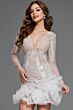 Jovani 23727 Ruffle Skirt Long Sleeve Dress