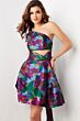 Jovani 34408 Floral Print One Shoulder Dress