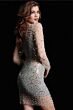 Jovani 37055 Long Sleeve Beaded Illusion Dress