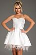 Jovani 36979 Feather Hem Strapless Corset Dress