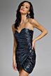 Jovani 40135 Ruched Metallic Faux Wrap Strapless Dress
