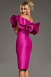 Jovani 43758 Ruffle Neckline Knee-Length Dress