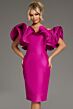 Jovani 43758 Ruffle Neckline Knee-Length Dress
