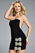 Jovani 45239 Sheer Side Crystal Bows Strapless Dress