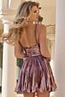 Jovani 45689 Halter Neckline Pleated Metallic Dress