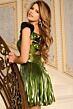 Jovani 45696 Ruffle Straps Pleated Metallic Dress