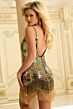 Jovani 46219 Fringe Hem Plunging Neck Dress